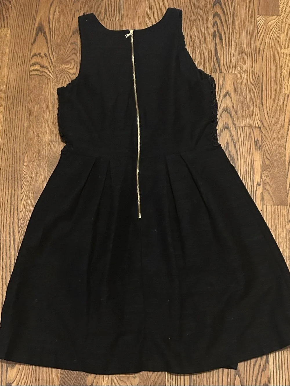 LOFT Black Sleeveless Dress with Textured Bodice 250